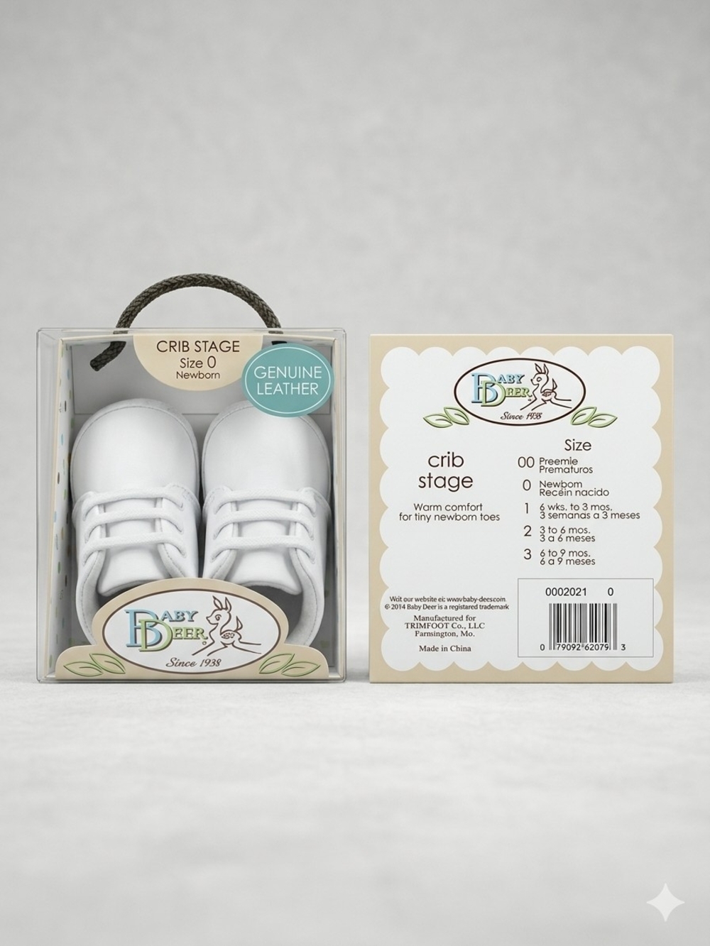 Baby Deer White Genuine Leather Baby Crib Shoes